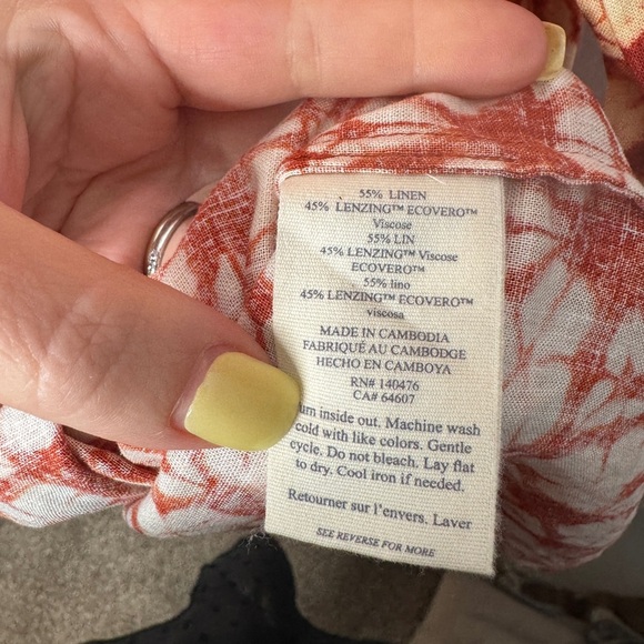 FAHERTY Willow Wrap Dress Spiced Shibori Print Size S Linen Viscose Blend - Picture 6 of 8